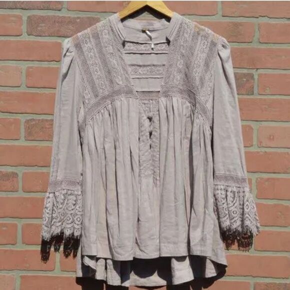 Free People Dusty Mauve Esme Embroidered Button Down, Size L, New w/ Tag $128 - Picture 6 of 6